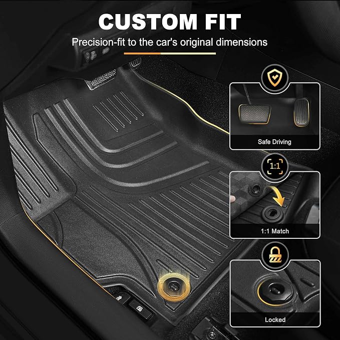 AOMSAZTO Floor Mats for Toyota Corolla Sedan 2020-2026 (NO Hatchback/Cross) | Custom Fit Floor Liners All-weather Protection Waterproof Easy to Clean Heavy Duty Non-Slip Rubber Corolla Accessories - Image 3