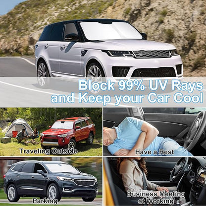 3PCS Car Window Shades Front Windshield Sun Shade Foldable Window Shade Custom Fit for 2014-2019 La-nd Ro-ver Range Rover Sport Car Shades for Front Windows Anti-UV Rays Block Heat - Image 6
