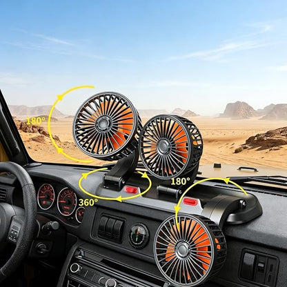 12V Adjustable 3-Head Car Cooling Fan, 360° Rotation Dashboard Fan with 2 Speeds, Portable Tree-Style Turbo Cooler for SUV/RV/Truck/Van/Diesel Engine, Powered by Cigarette Lighter - Image 3