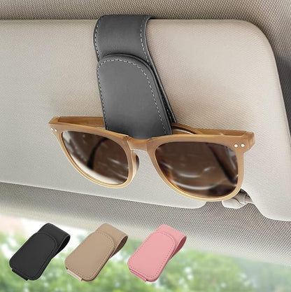 Magnetic Leather Car Sunglass Holder, Visor Sunglasses Holder Clip, 1 Pack | Suitable for Different Size Eyeglasses, Easy Opreation, Car Organziation Accessories - Image 2