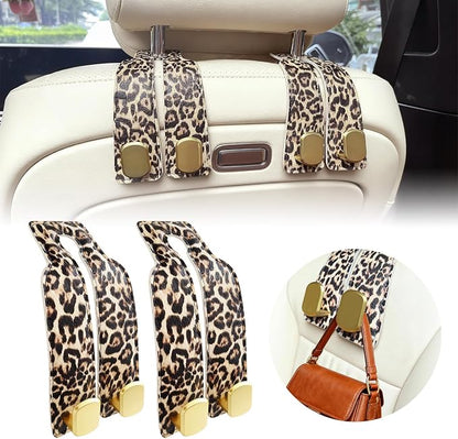 2 Pack Purse Hook for Car Headrest, Car Seat Back Storage Hook for Purses and Bags, Car Back Seat Headrest Purse Holder, Hanger Storage Organizer (Leopard) by FLYEEGO