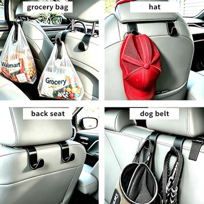 Car Seat Headrest Hooks 4 Pack, Purse Hook for Cars with Non-Slip Lock | Car Bag Hooks 360° Rotation, Hold 50lb, Universal Fit, Back Seat Storage Hook Hanger Holder Organizer - Image 3