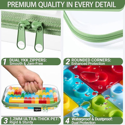 YQBRAO Clear Hard Shell Zipper Cases, 4 Medium Makeup Organizers, Green | Rigid 1.2 mm PET and YKK dual zippers for skincare, toiletries, chargers, notebooks and daily essentials - Image 5