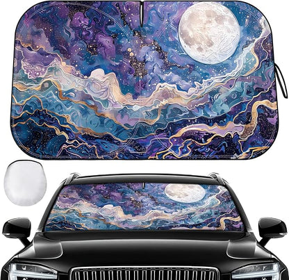 Car Windshield Sun Shade UV Reflector Foldable Front Window SUV | Blocks 98% UV Rays,Keep Interior Cool,Universal Fits Hatchback,Truck,MPV,Storage bag,57"L x 31.5"W,Car Summer Accessories by Pleneal