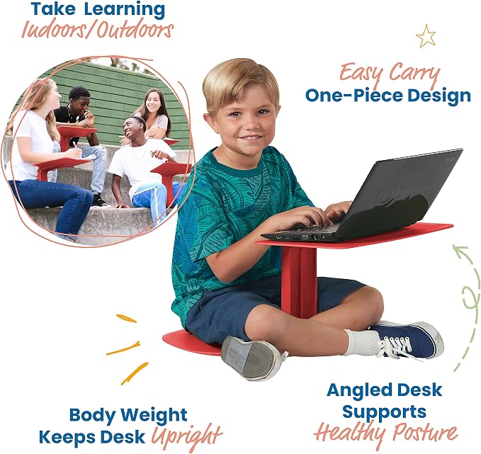 ECR4Kids The Surf Portable Lap Desk, Flexible Seating, Red - Image 3