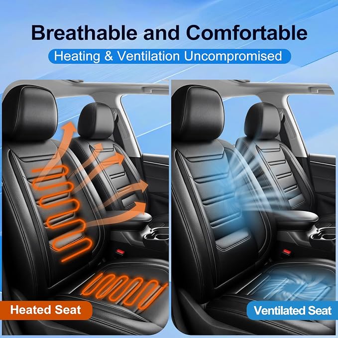Fit Liberty Seat Covers Custom Fit for Jeep Liberty 2002-2012, Front Pair | Premium Leather Full Coverage Protectors, Waterproof, Breathable, Scratch Resistant, Easy Wipe, Airbag Compatible, Black - Image 4