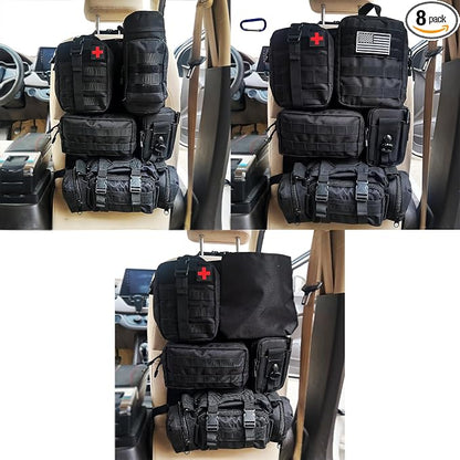 7 PACK Tactical Seat back organizer Truck organizer With 6 Detachable Pouches Universal For Car Truck Ford Jeep Military-Grade Heavier Panels With Multi-functional Packs (8 Pack Black) by AIAUTOAIEVAutoPart