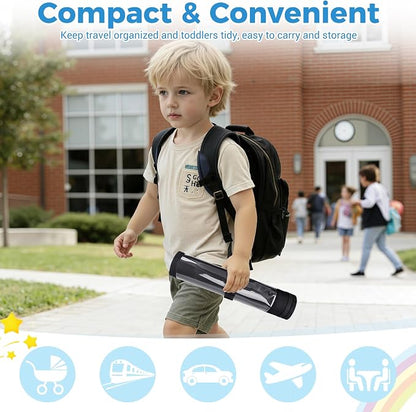 COOLBEBE Airplane Tray Table Cover, Foldable Travel Tray Cover | for Toddlers 1-3, Universal Fit for Airplane, Car Seat, High Chair, Machine Washable, Portable, Black - Image 9