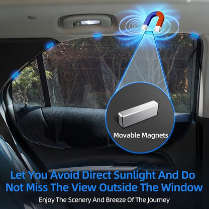 Aokway Magnetic Car Window Shades, 2Pcs Double-Layer UV Protection Car Curtains for Rear Side Window Sun Shade, Universal Fit for Baby, Driver (Black, Rear 2pcs) - Image 6