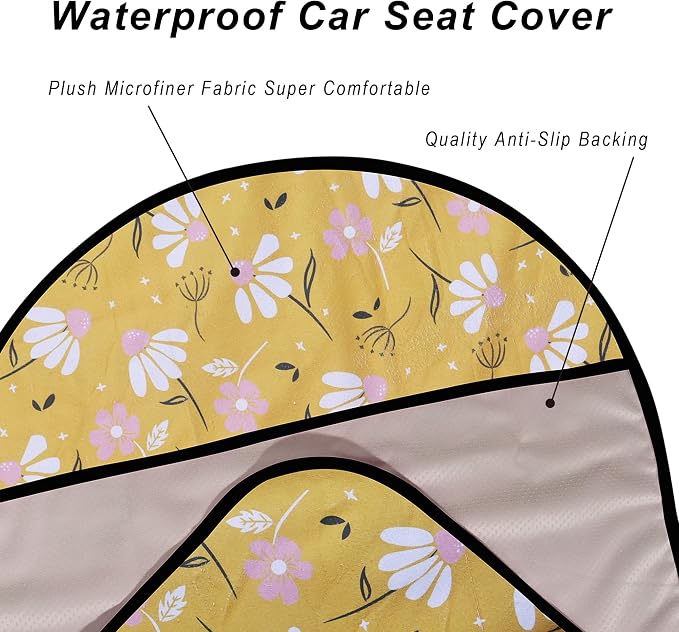Car Seat Cover Protector Front Seats,for Gym Workout,Running,Swimming,Beach and Hiking,Waterproof Sweat Towel Bucket Seat Covers for Cars SUV Trucks (Chamomile and Yellow, 1Pcs) - Image 5