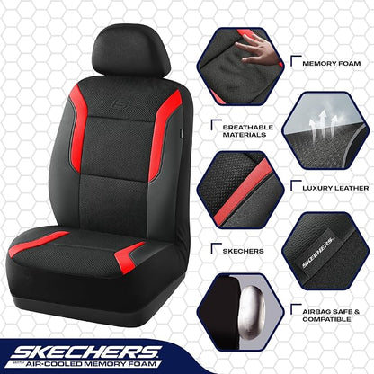 Skechers Memory Foam Car Seat Covers, Air Cool Mesh Thick Seat Covers, Car Seat Full Sets, Airbag Compatible, Automotive Comfort Protection for Most Cars,Vans,Trucks, SUVs,Red - Image 4