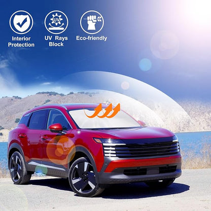 Windshield Sun Shade for 2025 2026 Nissan Kicks Accessories | Full covered, Foldable & Durable, Block UV Rays, Reduce Heat, Easy to install, Keep Car Cooler - Image 6