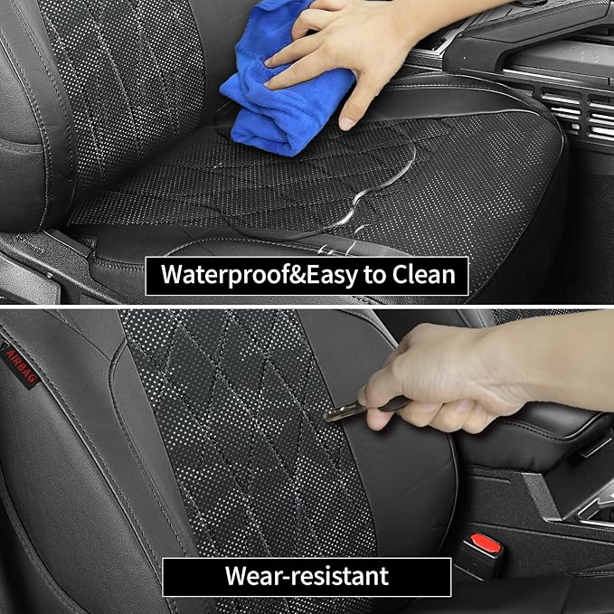 EKR Tacoma Leather Car Seat Covers Custom Fit for Toyota Tacoma 2012 2013 2014 2015 (Regular Seats) - Truck Seat Covers Full Set,Faux Leather(Black/Gray Camo A63) - Image 4