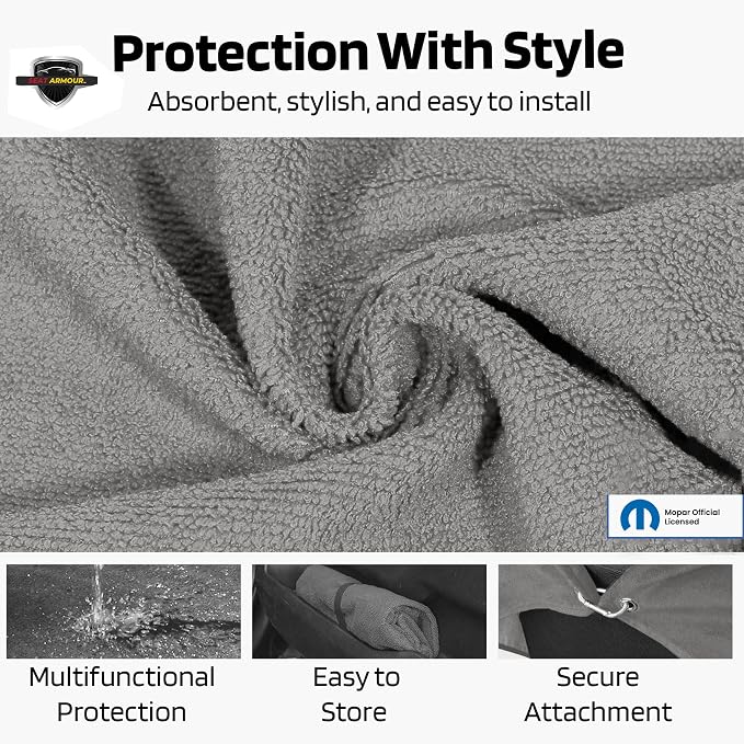Seat Armour Seat Protector Towel for Jeep - Soft Machine Washable Jeep Seat Cover Towel - Easy to Install, Multipurpose Jeep Seat Towel - Gray - Image 4