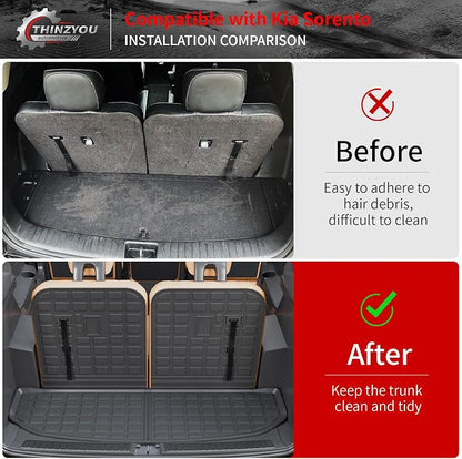 Trunk Mat with Backrest Mat for 2021-2025 2026 Kia Sorento | Cargo Mat Cargo Liner Trunk Liner TPE All Weather Back Seat Cover Protector 2024 Sorento Accessories - Image 2