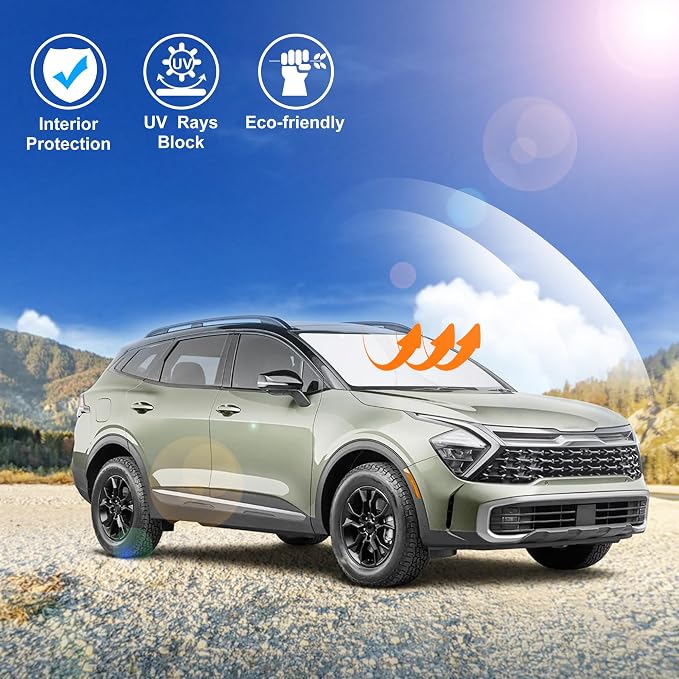 Windshield Sun Shade for 2023-2026 Kia Sportage NQ5 Accessories | Full covered for windshield, Foldable & Durable, Block UV Rays, Reduce Heat, Easy to install, Keep Car Cooler - Image 5