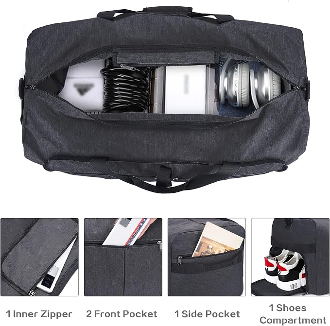 80L EXTRA LARGE Foldable Waterproof Travel Duffle Bag for Men and Women | with Shoe Compartment, 26" Duffel for Weekender Gym Sport, Tear Resistant - Image 3