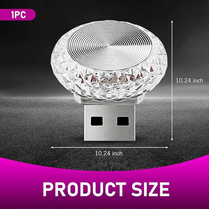 USB LED Car Interior Atmosphere Lamp, Mini Crystal Car LED Night Light, Plug-in Night Ambient Lighting, Universal USB Ambient Light for Cars SUVs Trucks RVs (Purple) - Image 2