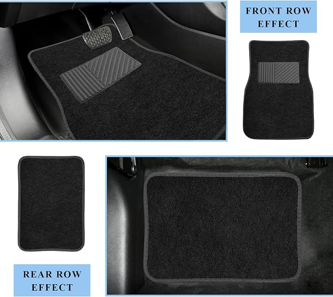 4PCS Car Floor Mats, Waterproof Non-Slip Car Floor Liners with Safety Heel Pad, All-Weather Wear-Resistant Mats Heavy Duty Universal Carpets for Truck SUV Van Sedan (Black) - Image 5