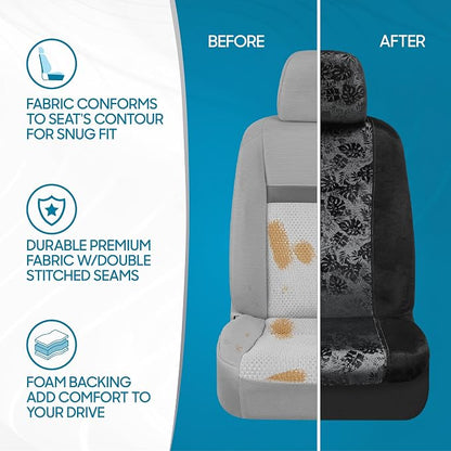 BDK Black Maui Car Seat Covers for Front Seats, 2 Pack – Tropical Pattern with Matching Headrest, Sideless Design for Easy Installation, Fits Most Car Truck Van and SUV - Image 7