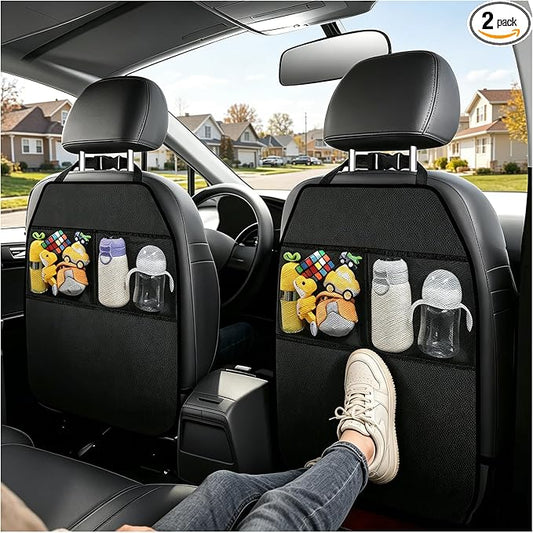 2PCS Car Seat Back Protector Mat,Anti-Scratch Seat Protectors | Covers 25.98" × 17.32",Built-In 2 Large Storage,Non-slip,Easy to Install,Durable & Easy to Clean,Universal Fit Car,SUV,Truck by Unknown