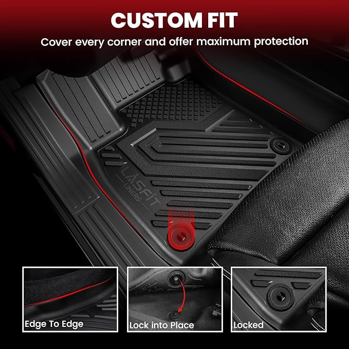 LASFIT Floor Mats for Ford Expedition Max 2025 2026 2027 Fit 8 Seats | Car Liners All Weather TPE Custom Fit for SUV, 1st& 2nd& 3rd, (Only Fit 3rd Row 40/20/40 Split Bench seat) 4pcs - Image 8