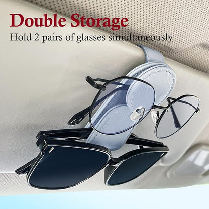 KIWEN Sunglasses Holder for Car Visor, Magnetic Leather Sunglass Eyeglass Hanger Clip for Car Sun Visor Accessories (1, Gray) - Image 3