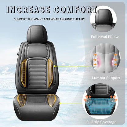 Fit Highlander Car Seat Covers for Toyota Highlander 2007-2025 2026 -Premium Leather, Waterproof，Breathable，All-Weather Seat Cushion Protecto & Airbag Compatible, 2 Front Seat Black - Image 6
