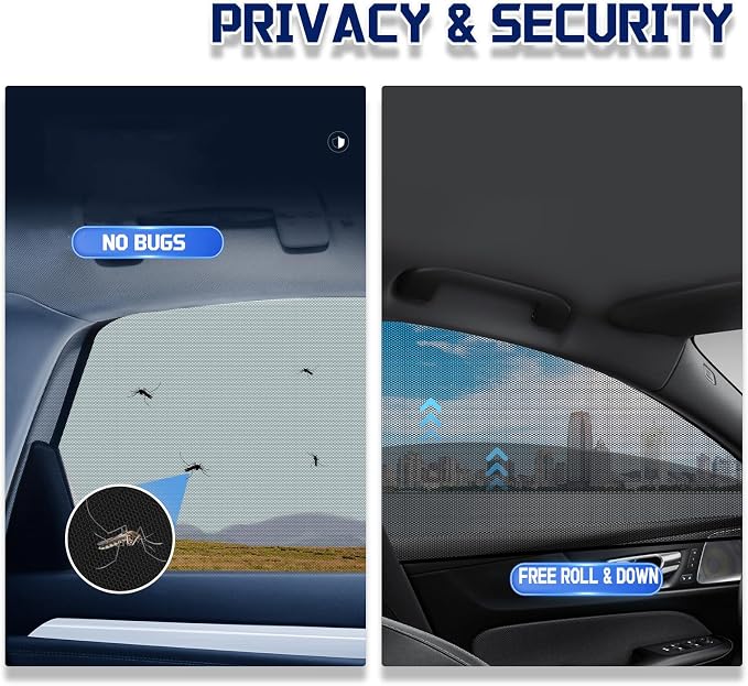 Car Rear Window Screens for Side Windows, 2 Pack Side Window Sun Shades,Stretchy Mosquito Net Cover Fit Cars SUVs - Up to 36.22”x55.1” - Image 4