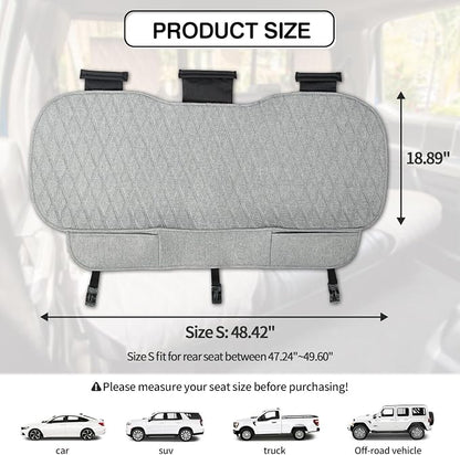 Leader Accessories Faux Linen Rear Bench Seat Cover, Size S, Grey | Breathable Back Seat Protector With Non-Slip Bottom, Diamond Stitched Bench Seat Cushion for Vehicles Cars Van SUV Truck - Image 6
