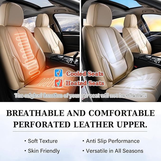 Coverado Car Seat Covers, Seat Covers for Cars, Waterproof Leather Auto Seat Protectors, Leather Car Seat Cushion, Car Interiors Accessories Universal Fit for Most Cars - Image 7