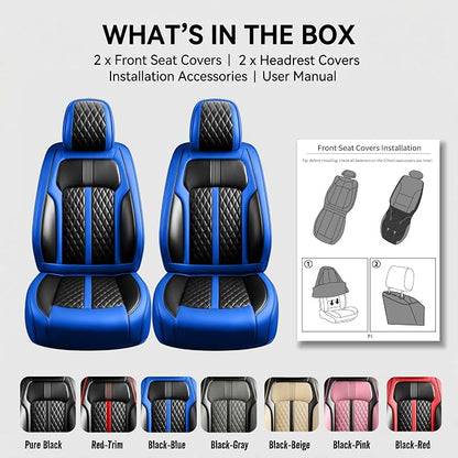 Fit Ioniq Seat Covers Custom Fit for Hyundai Ioniq 2017-2026, Front Pair | Premium Leather Full Coverage Protectors, Waterproof, Breathable, Scratch Resistant, Easy Wipe, Airbag Compatible, Black+Blue - Image 9