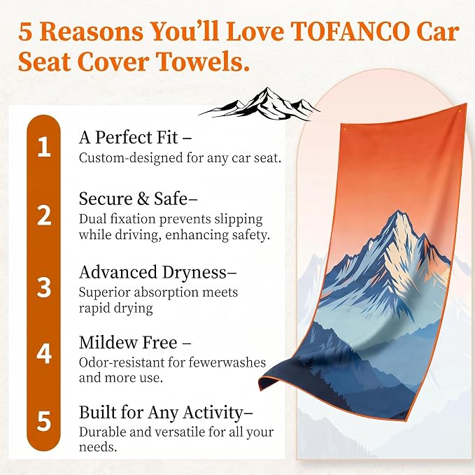 Car Seat Cover Towel for Front Seats Non-Slip with Headrest Pocket & Strap | Universal Fit for Cars Truck SUV|Car Seat Hoodie & Phocho Perfect After Gym Workout, Beach,Yoga and Running|Anti-dog Scratch - Image 6