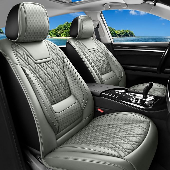 for Subaru Crosstrek 2016-2026 Car Seat Covers, Full Set, Gray | Luxury Full Coverage Leather Seat Protectors, Waterproof Breathable, Non-Slip, Easy to Install, Airbag Compatible, All-Season by Unknown