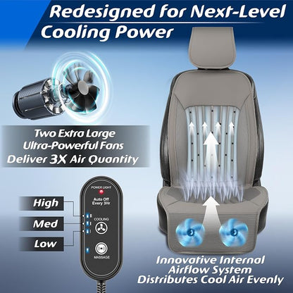 2026 Upgraded Cooling Car Seat Cover Front Seat, 12V-24V Ventilated Cooling Car Seat Cushion, Cooled Seat Cover for Car SUV Truck Universal Fit, Stone Grey - Image 3