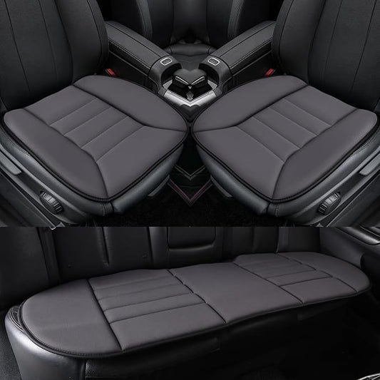 kingphenix 3-Piece Memory Foam Car Seat Cushion Set for Driving Comfort | 2 Front Seat Cushions and 1 Rear Bench Pad, 1.2-Inch Memory Foam, Non-Slip Bottom for Sedan, SUV, Truck and Van, Dark Grey by kingphenix