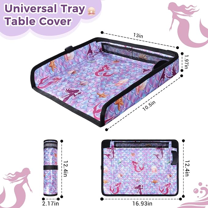 COOLBEBE Airplane Tray Table Cover, Foldable Travel Tray Cover | for Toddlers 1-3, Universal Fit for Airplane, Car Seat, High Chair, Machine Washable, Mermaid - Image 7