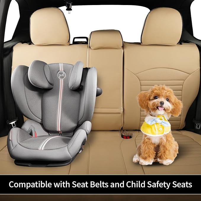 EKR Car Seat Covers for Subaru Forester 2026(Only Base),Full Set | Custom Fit for Subaru Forester 2026 Base,Factory-Style Interior Upgrade,Easy-Wipe Protection,Faux Leather(Beige) - Image 8