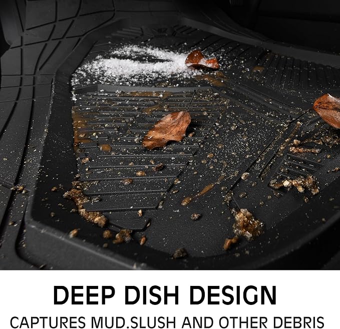 CAR PASS Heavy Duty Rubber Car Mats with Cargo Liner, Deep-Dish Car Floor Mats and Trunk Mat All Weather, Universal Trim-to-Fit for SUVs Trucks Sedans, Waterproof Anti-Slip, Trimmable V12 Black - Image 4