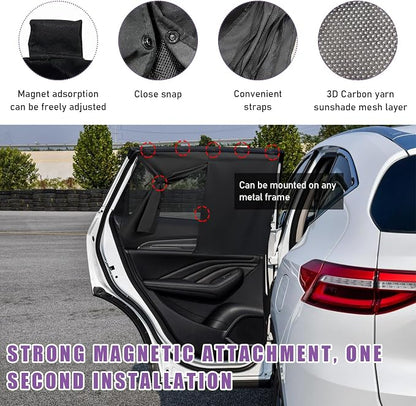 Car Window Shade, Double Layer Mesh Privacy Sunshade for Auto Side Window, Magnetic Breathable Curtain for Baby & Kids Blocks Sun & Heat, Universal Car Accessories - Image 3
