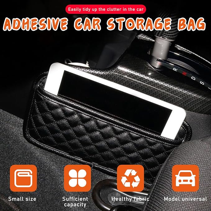 2PCS Car Side Pocket Organizer, Leather Auto Seat Storage Bag for Cell Phone Sunglasses, Waterproof Document Holder Tray Pouch for Vehicle Seat Gap Filler, Car Accessories (Large) - Image 4