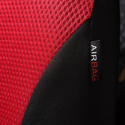 Flying Banner Car Seat Covers Front Seats and Rear Bench Mesh Fabric Rear Bench Split Polyester Cover Easy Installation SUV CAR Woman Lady Femal (Full Set, Black Red) - Image 3