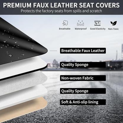 Car Seat Covers Full Set, Leather Seat Cover for Cars, 5 Seats Waterproof Automotive Seat Covers Fit Toyota Rav4 Camry Corolla Cruze CRV Accord, Black - Image 4
