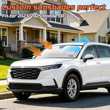 2023-2026 CR-V Windshield Sun Shade Compatible for 2023-2026 Honda CR-V Silver Reflective Foldable Front Sun Visor Sunshade Protector with Storage Bag Keep Interior Cool - Image 2