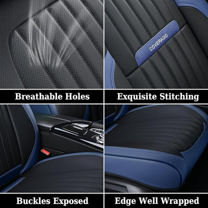 Coverado Car Seat Covers Full Set, Car Seat Protector Car Seat Cushion, Nappa Leather Seat Covers for Cars, Front and Back Seat Protectors Cushions Universal Fit for Most Cars Vehicles(Pink&Grey) - Image 7