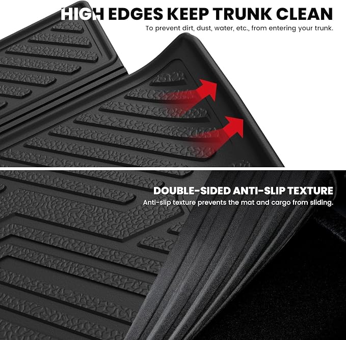 LASFIT Cargo Mat for Dodge Durango 6/7-Seat Models 2011-2026 | Not Fit 5-Seat Models, All Weather TPE Custom Fit Cargo Trunk Mat & Backrest Seat Protector, Black - Image 3