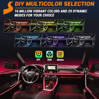 Interior Car LED Strip Lights 315 inches Fiber Optic tubing USB Powered RGB 6 in 1 Car Neon with Wireless APP and Remote Control, Ambient Lighting Kits 16 Million Colors,Sync to Music - Image 4