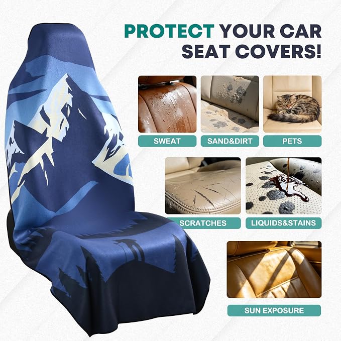 FLORICH Microfiber Towel Seat Covers for Cars, Sweating Car Seat Cover for Post Gym Workout, Running, Swimming, Beach and Hiking, Universal Fit Non-Slip Car Seat Towel Cover for Cars Trucks SUV - Image 5