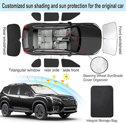 TINGLU Window Shades for Subaru Forester 2019-2024 Accessories Car Side Full Windows Rear Triangular Windshield Sun Shade Sun UV Rays & Privacy Protection for Camping,Napping,and Relaxing 8PCS - Image 3