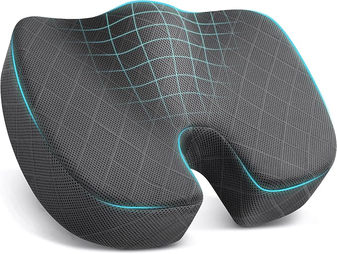 Seat Cushion - Memory Foam Sitting Pillow for Office Chair, Car Seat, Airplane, Bleacher - Sciatica & Hip & Coccyx Pain Relief Desk Chair Cushion for Long Sitting Office Workers, Car Drivers | for Car Seat, Airplane, Desk Chair - Sciatica & Hip & Coccy... by TushGuardSeatCushonsPillows